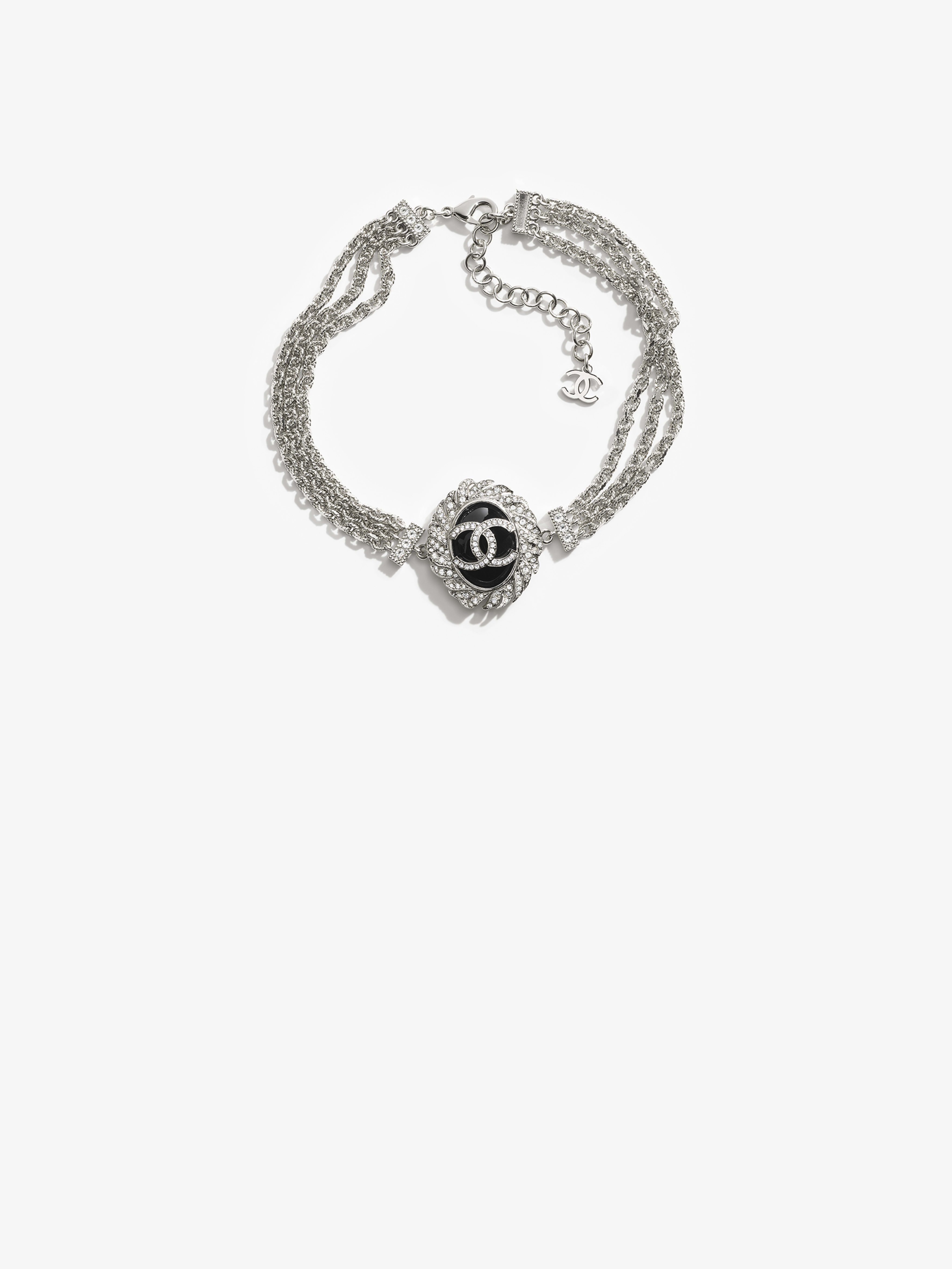 Choker - Bạc, Đen & Màu trong suốt - Kim loại, Nhựa cao cấp resin & Hạt đá -